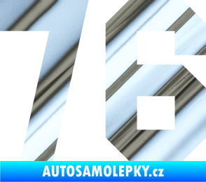 Samolepka Startovní číslo 76 chrom fólie stříbrná zrcadlová