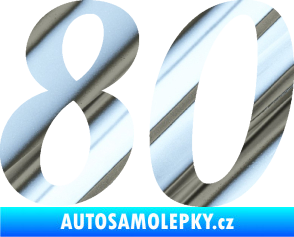 Samolepka Startovní číslo 80 typ 3   chrom fólie stříbrná zrcadlová