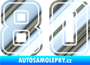 Samolepka Startovní číslo 80 typ 5 chrom fólie stříbrná zrcadlová