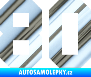 Samolepka Startovní číslo 80 chrom fólie stříbrná zrcadlová