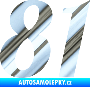 Samolepka Startovní číslo 81 typ 3   chrom fólie stříbrná zrcadlová