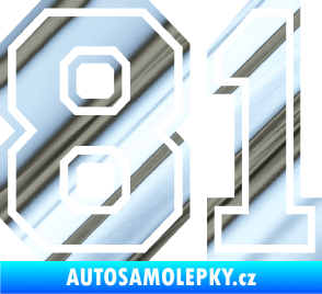 Samolepka Startovní číslo 81 typ 4 chrom fólie stříbrná zrcadlová