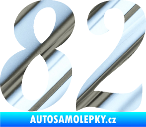 Samolepka Startovní číslo 82 typ 3   chrom fólie stříbrná zrcadlová
