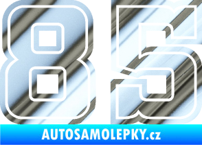 Samolepka Startovní číslo 85 typ 5 chrom fólie stříbrná zrcadlová