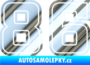 Samolepka Startovní číslo 86 typ 5 chrom fólie stříbrná zrcadlová
