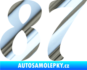 Samolepka Startovní číslo 87 typ 3   chrom fólie stříbrná zrcadlová