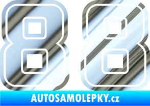 Samolepka Startovní číslo 88 typ 5 chrom fólie stříbrná zrcadlová