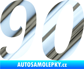 Samolepka Startovní číslo 90 typ 3   chrom fólie stříbrná zrcadlová
