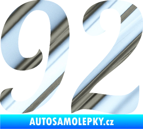 Samolepka Startovní číslo 92 typ 3   chrom fólie stříbrná zrcadlová
