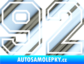 Samolepka Startovní číslo 92 typ 4 chrom fólie stříbrná zrcadlová