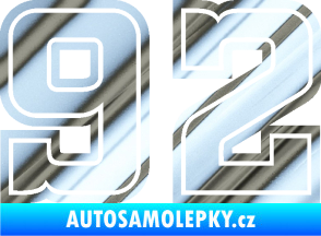 Samolepka Startovní číslo 92 typ 5 chrom fólie stříbrná zrcadlová