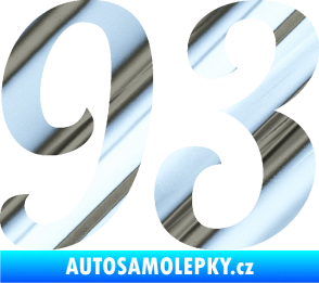 Samolepka Startovní číslo 93 typ 3   chrom fólie stříbrná zrcadlová