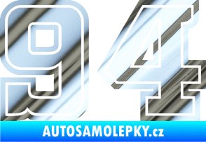 Samolepka Startovní číslo 94 typ 5 chrom fólie stříbrná zrcadlová