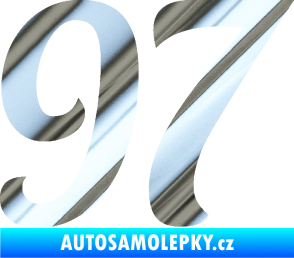 Samolepka Startovní číslo 97 typ 3   chrom fólie stříbrná zrcadlová