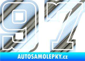 Samolepka Startovní číslo 97 typ 5 chrom fólie stříbrná zrcadlová