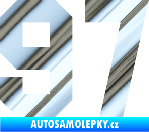 Samolepka Startovní číslo 97 chrom fólie stříbrná zrcadlová