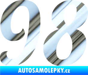 Samolepka Startovní číslo 98 typ 3   chrom fólie stříbrná zrcadlová