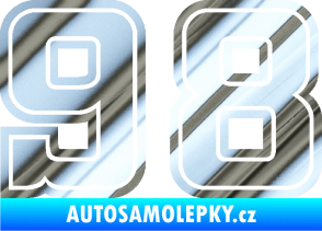 Samolepka Startovní číslo 98 typ 5 chrom fólie stříbrná zrcadlová