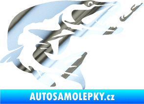 Samolepka Štika 005 pravá s návnadou chrom fólie stříbrná zrcadlová