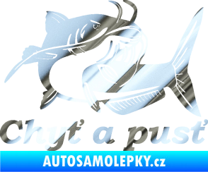 Samolepka Sumec 002 chyť a pusť pravá chrom fólie stříbrná zrcadlová