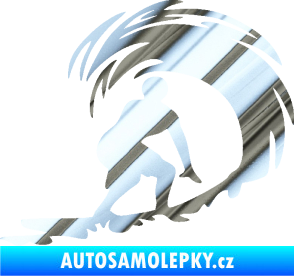 Samolepka Surfař 005 pravá velké vlny chrom fólie stříbrná zrcadlová