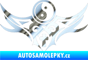 Samolepka Tetování 115 Jin a jang chrom fólie stříbrná zrcadlová