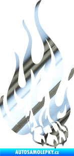 Samolepka Tlapa v plamenech pravá chrom fólie stříbrná zrcadlová