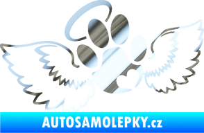 Samolepka Tlapka 010 andělíček levá chrom fólie stříbrná zrcadlová