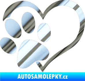 Samolepka Tlapka love levá chrom fólie stříbrná zrcadlová