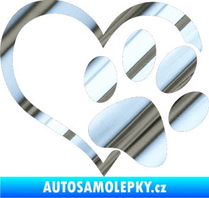 Samolepka Tlapka love pravá chrom fólie stříbrná zrcadlová