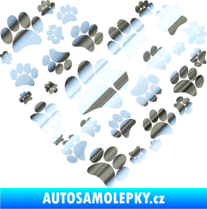 Samolepka Tlapky love 003 chrom fólie stříbrná zrcadlová