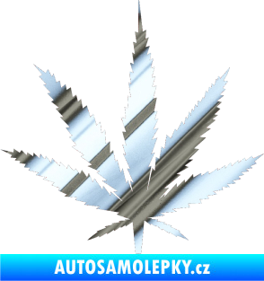 Samolepka Travka 001 lístek marihuany chrom fólie stříbrná zrcadlová