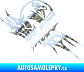 Samolepka Tribal skull pravá lebka chrom fólie stříbrná zrcadlová
