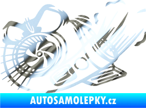 Samolepka Turbo 003 levá angry chrom fólie stříbrná zrcadlová