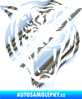 Samolepka Tygr 005 pravá hlava chrom fólie stříbrná zrcadlová
