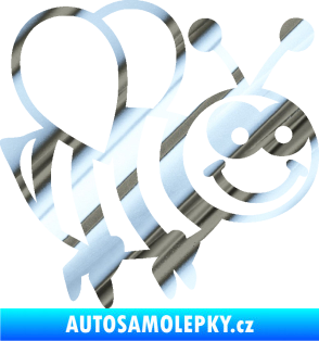 Samolepka Včela 003 pravá happy chrom fólie stříbrná zrcadlová