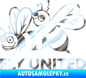 Samolepka Veselé vosy fly united levá chrom fólie stříbrná zrcadlová