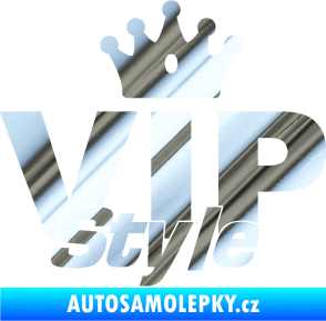Samolepka VIP styl nápis s korunkou chrom fólie stříbrná zrcadlová