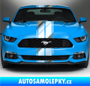 Samolepka Viper pruhy dvojité  1,5 cm + 11 cm + 11 cm + 1,5 cm chrom fólie stříbrná zrcadlová