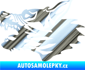 Samolepka Vlk 003 levá chrom fólie stříbrná zrcadlová