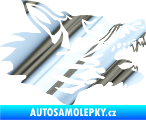 Samolepka Vlk 003 pravá chrom fólie stříbrná zrcadlová