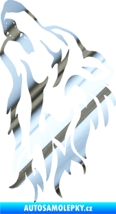 Samolepka Vlk 026 levá chrom fólie stříbrná zrcadlová