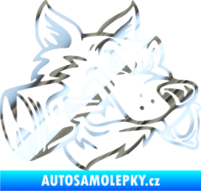 Samolepka Vlk 032 pravá moto s pístem chrom fólie stříbrná zrcadlová