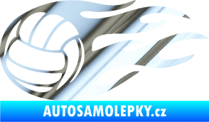 Samolepka Volejbalový míč 002 levá chrom fólie stříbrná zrcadlová