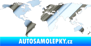 Samolepka World mapa světa chrom fólie stříbrná zrcadlová