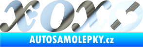 Samolepka XOXO nápis se srdíčkem chrom fólie stříbrná zrcadlová