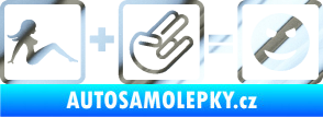 Samolepka Žena + shocker = šklebící se smajlík pravá chrom fólie stříbrná zrcadlová
