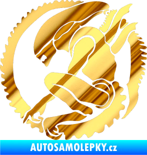 Samolepka Alien 001 levá chrom fólie zlatá zrcadlová