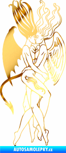 Samolepka Anděl a Démon pravá chrom fólie zlatá zrcadlová