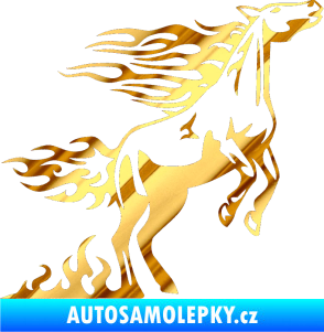Samolepka Animal flames 001 pravá kůň chrom fólie zlatá zrcadlová